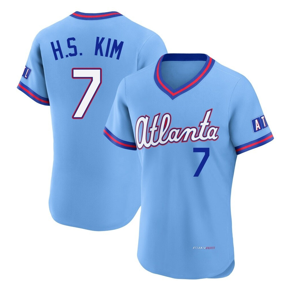 Atlanta Braves #7 Ha-Seong Kim Player Powder Blue Jereymy 2026 City Connect T-shirt Limited Elite Home Game Stitched Jerseys