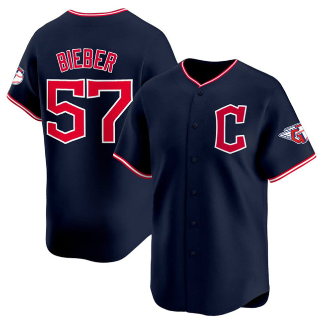 Cleveland Guardians #57 Shane Bieber Navy Jereymy 2025 Alternate Limited Stitched Jersey