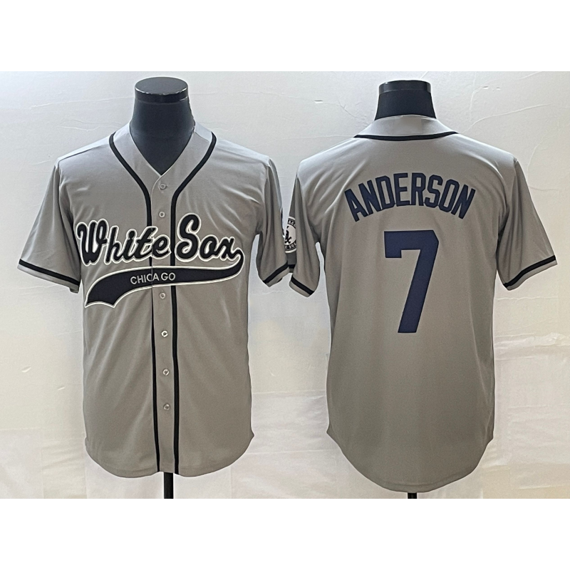 Chicago White Sox #7 Tim Anderson Grey Jereymy Cool Base Stitched Jersey 2