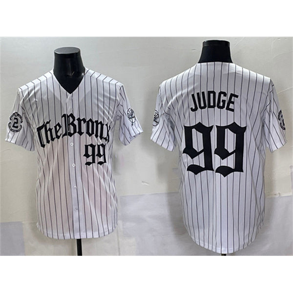 New York Yankees #99 Aaron Judge White Jereymy Fashion Pinstripe 'Gothic Legacy Edition' Vapor Premier Limited Stitched Jersey