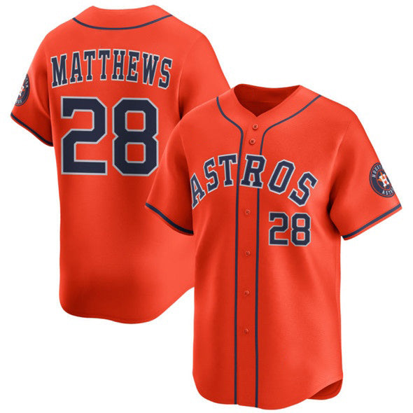 Houston Astros #28 Brice Matthews Orange Jereymy 2025 Alternate Limited Stitched Jersey