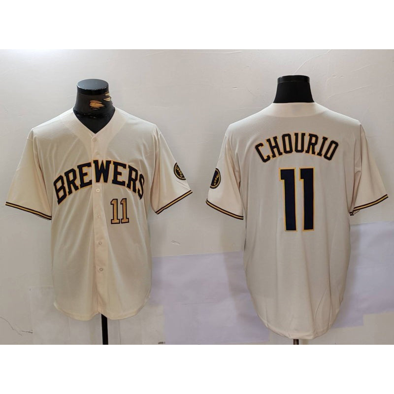 Milwaukee Brewers #11 Jackson Chourio Cream Jereymy Stitched Cool Base Jerseys