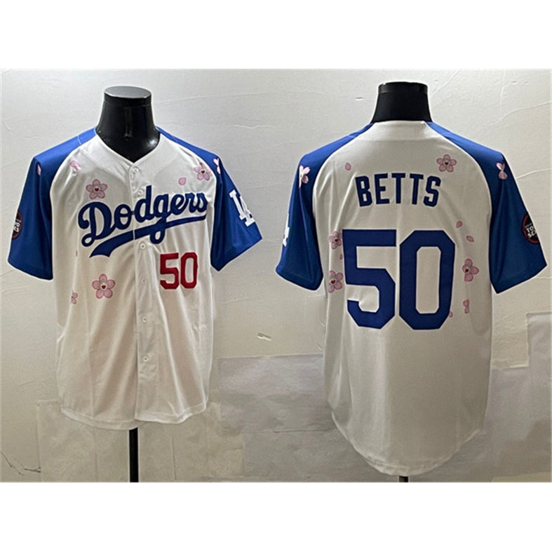 Los Angeles Dodgers #50 Mookie Betts White Royal Jereymy 2025 Tokyo Series Limited Stitched Jersey