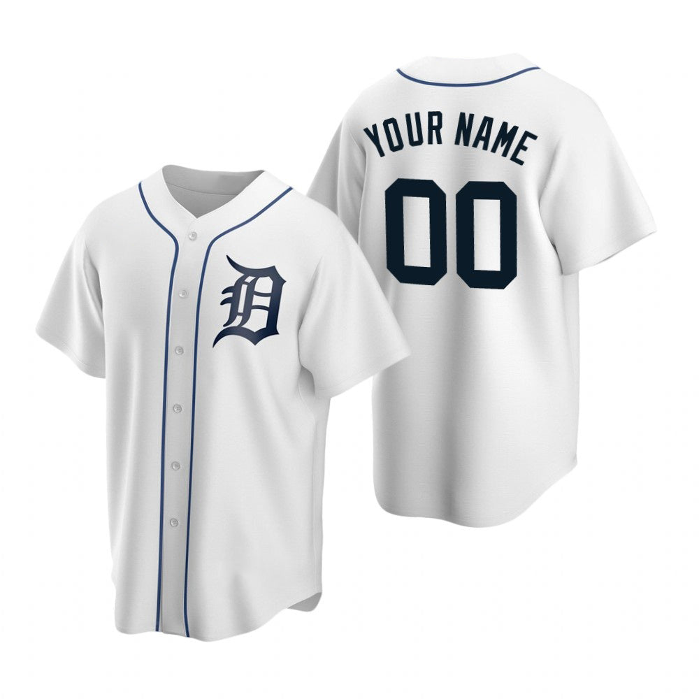 Custom Detroit Tigers White Jereymy Stitched Cool Base Home Jersey