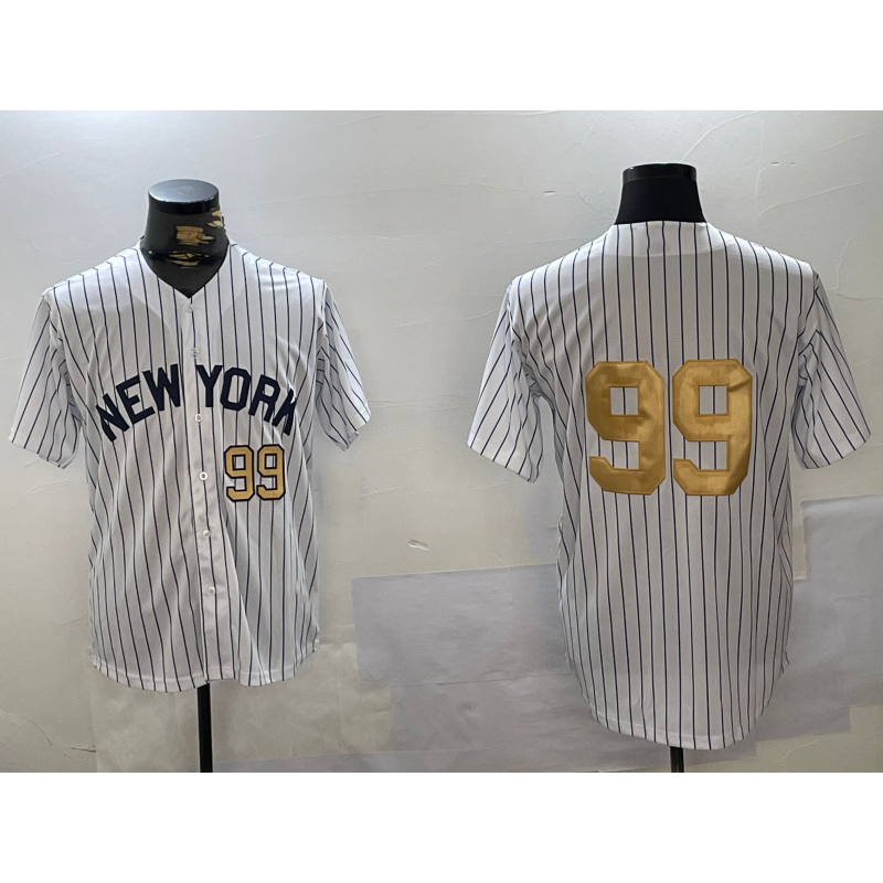 New York Yankees #99 Aaron Judge White Jereymy Pinstripe Without Name Fashion Cool Base Jerseys