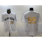 New York Yankees #99 Aaron Judge White Jereymy Pinstripe Without Name Fashion Cool Base Jerseys