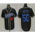 Los Angeles Dodgers #50 Mookie Betts Number Black Jereymy Cool Base With Patch Stitched Jersey 2