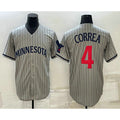 Minnesota Twins #4 Carlos Correa 2023 Grey Jereymy Home Team Cool Base Stitched Jersey