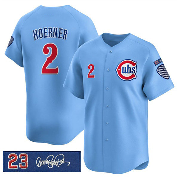 Chicago Cubs #2 Nico Hoerner Blue Jereymy 'Ryne Sandberg Tribute' Vapor Limited V3 Stitched Jersey