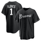 Atlanta Braves #1 Ozzie Albies Player Black Jereymy Home Game Stitched Jerseys