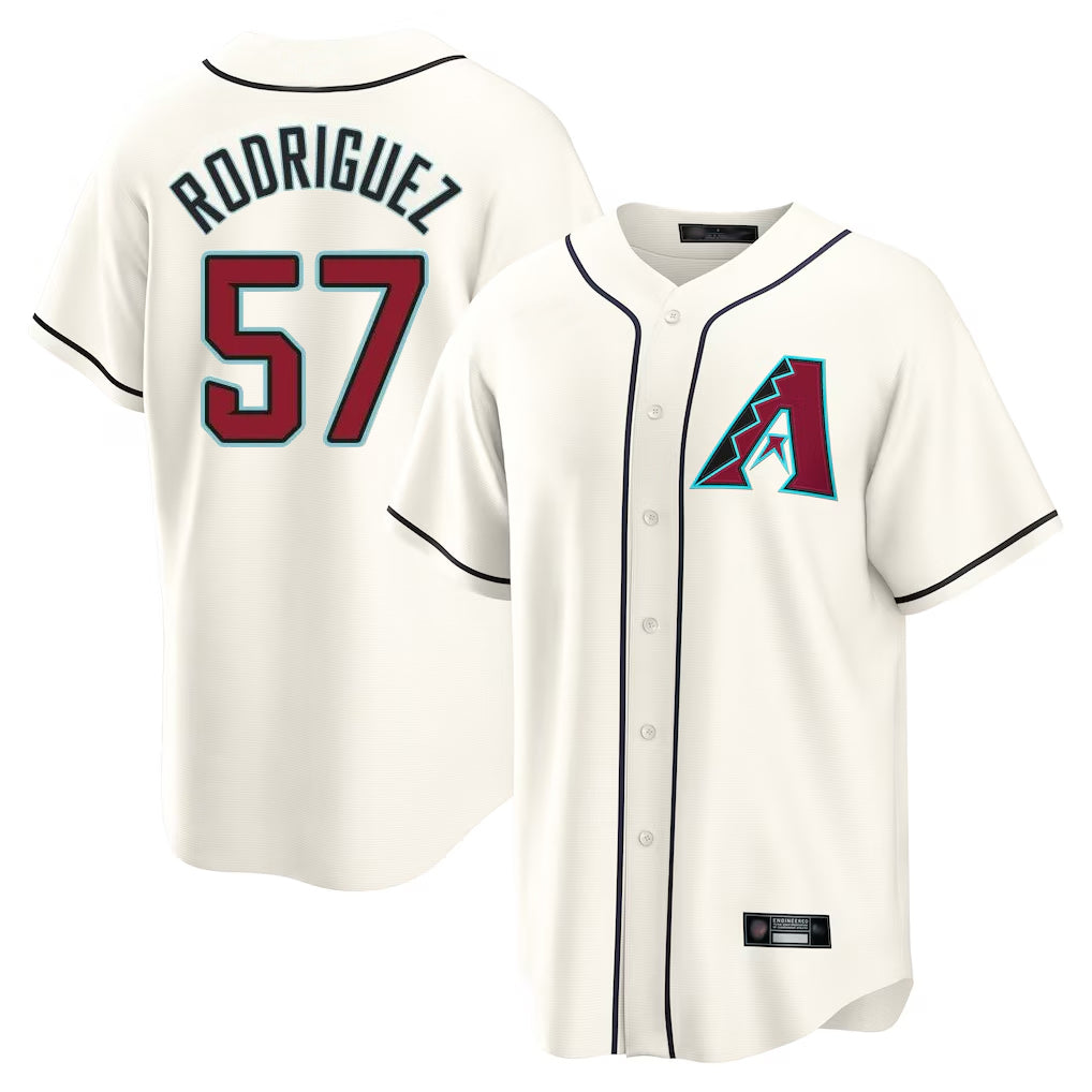 Arizona Diamondbacks #57 Eduardo Rodriguez Player Cream Jereymy Home Game Stitched Jerseys