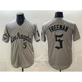 Los Angeles Dodgers #5 Freddie Freeman Grey Jereymy LA Gothic Style With 2025 World Series Champions Patch Limited Stitched Jersey