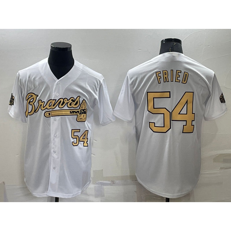 Atlanta Braves #54 Max Fried Number White Jereymy 2022 All Star Stitched Cool Base Jersey