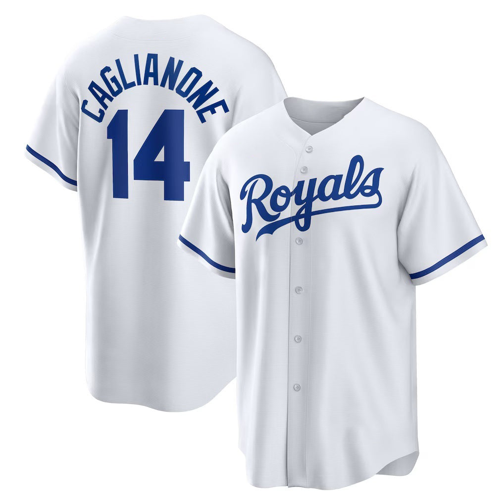 Kansas City Royals #14 Jac Caglianone White Jereymy Home Replica Jersey