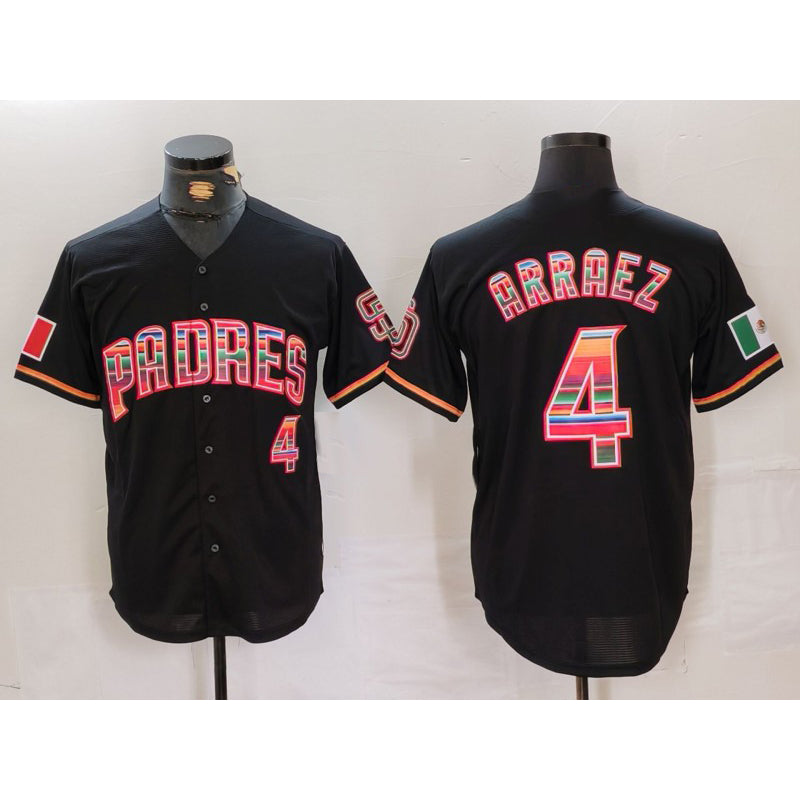 San Diego Padres #4 Luis Arraez Black Jereymy Mexico Cool Base Stitched Jersey