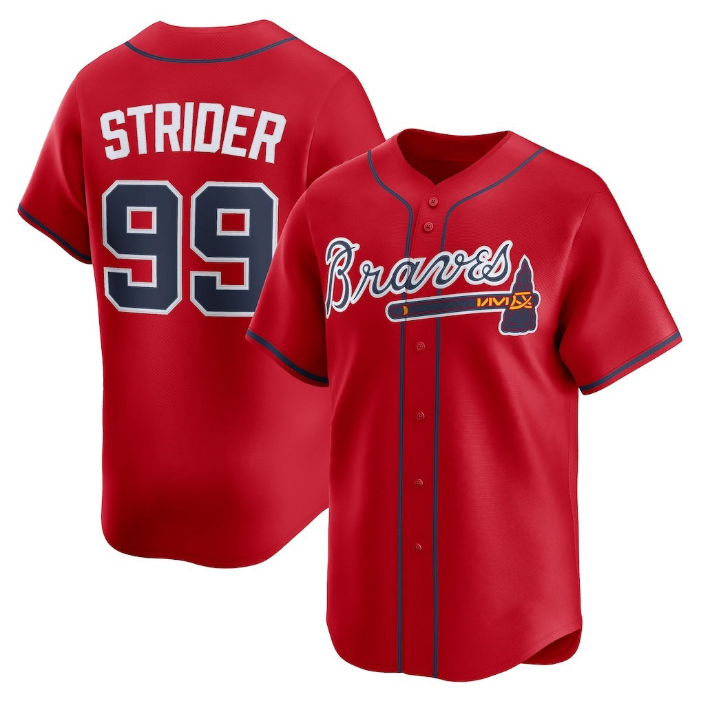 Atlanta Braves #99 Spencer Strider Red Jereymy Alternate Limited Player Jersey