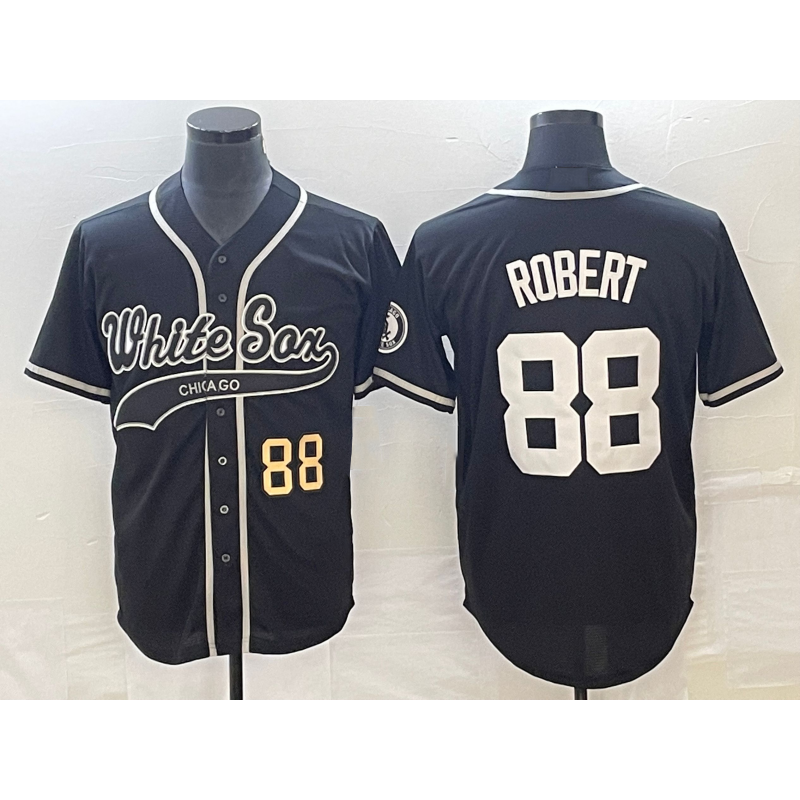 Chicago White Sox #88 Luis Robert Number Black Jereymy Cool Base Stitched Jersey