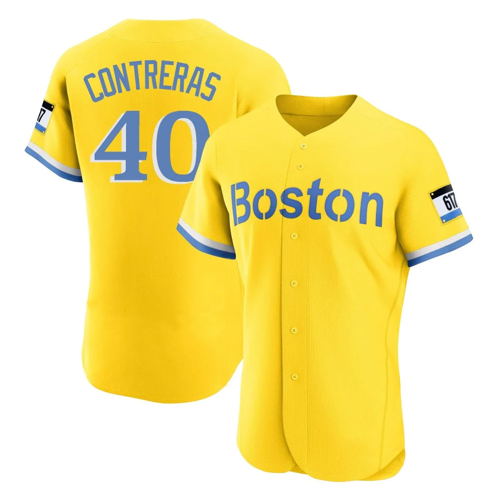 Boston Red Sox #40 Willson Contreras Player Yellow Jereymy Limited Elite Home Game Stitched Jerseys1