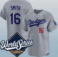 Los Angeles Dodgers #16 Will Smith Gray Jereymy 2025 World Series Limited Stitched Jersey