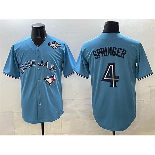 Toronto Blue Jays #4 George Springer Blue Jereymy 2025 World Series Cool Base Stitched Jersey