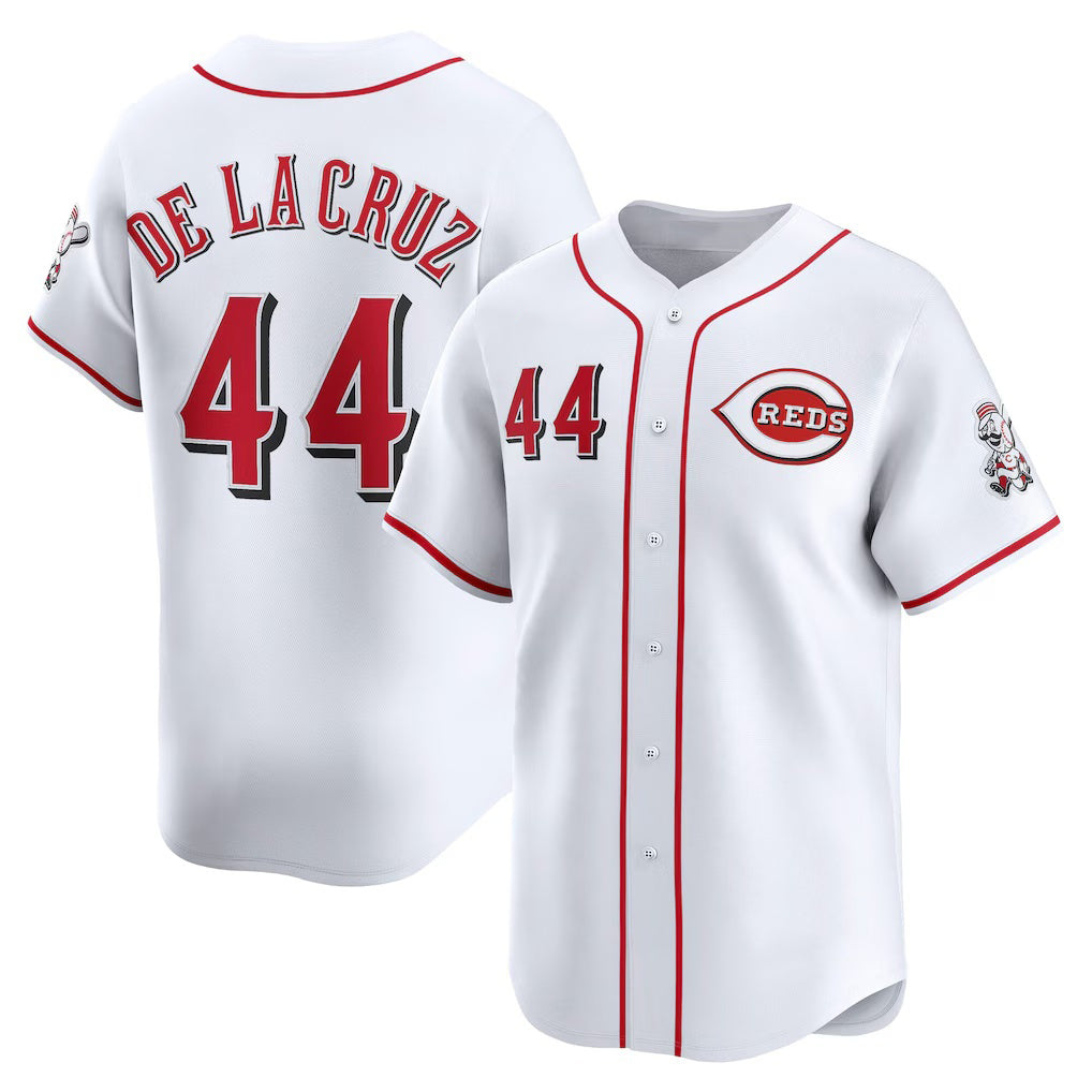 Cincinnati Reds #44 Elly De La Cruz White Jereymy Home Limited Player Jersey