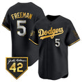 Los Angeles Dodgers #5 Freddie Freeman Black Gold Jereymy With Jackie Robinson Patch Limited Stitched Jersey