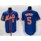 New York Mets #5 David Wright Blue Jereymy With Patch Cool Base Stitched Jersey