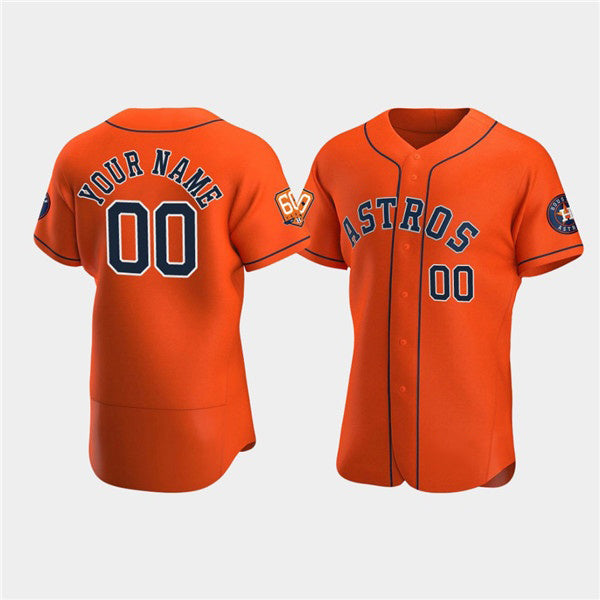 Custom Houston Astros Active Player Orange Jereymy 60th Anniversary Flex Base Stitched Jersey