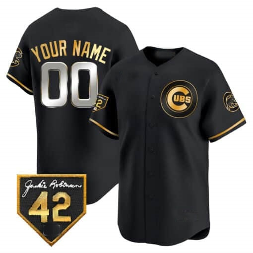 Custom Chicago Cubs 2024 Jackie Robinson Patch Vapor Premier Limited Jersey V2 ¨C All Stitched-Black Jereymy