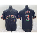 Houston Astros #3 Jeremy Pena Number Black Jereymy Rainbow World Serise Champions Patch Cool Base Stitched Jersey