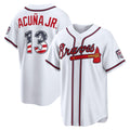 Atlanta Braves #13 Ronald Acu?a Jr. USA 250 Fourth of July Home Stadium Jersey - White Jereymy