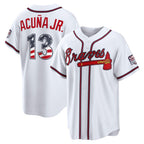Atlanta Braves #13 Ronald Acu?a Jr. USA 250 Fourth of July Home Stadium Jersey - White Jereymy
