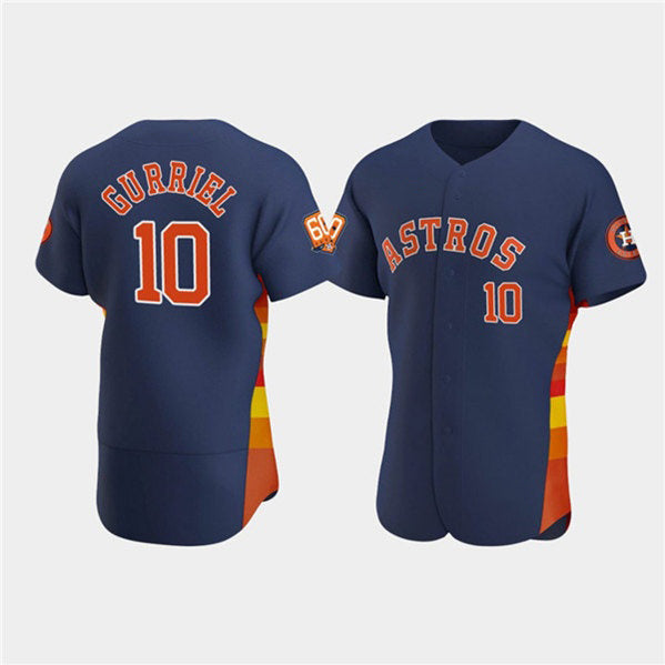 Houston Astros #10 Yuli Gurriel Navy Jereymy 60th Anniversary Flex Base Stitched Jersey