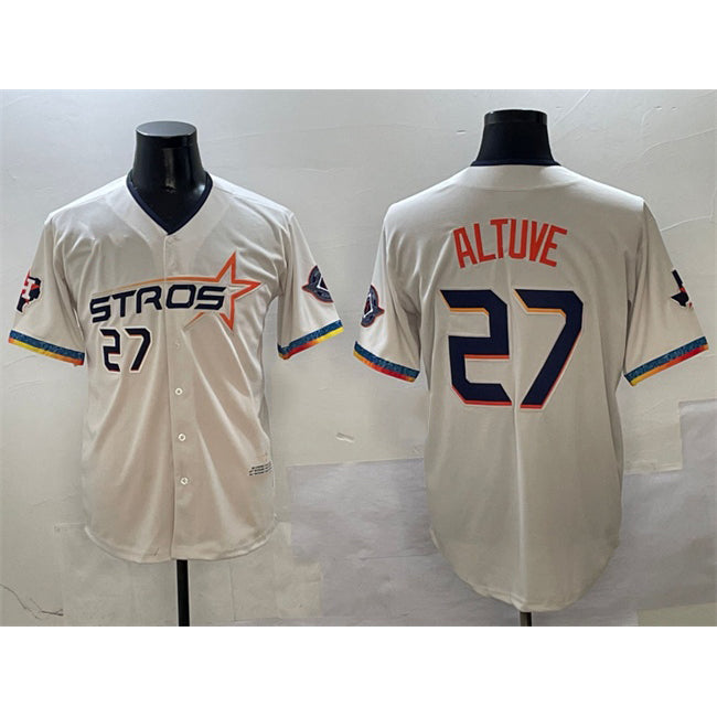 Houston Astros #27 Jose Altuve Cream Jereymy 2025 City Connect With Texas Patch Limited Stitched Jersey
