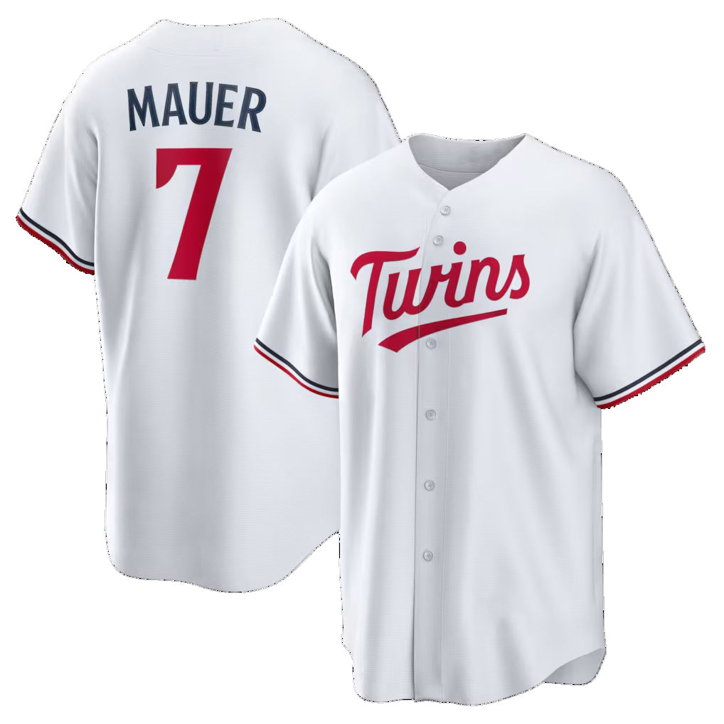 Minnesota Twins #7 Joe Mauer White Jereymy Home Retired Player Replica Jersey