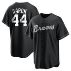 Atlanta Braves #44 Hank Aaron Player Black Jereymy Home Game Stitched Jerseys