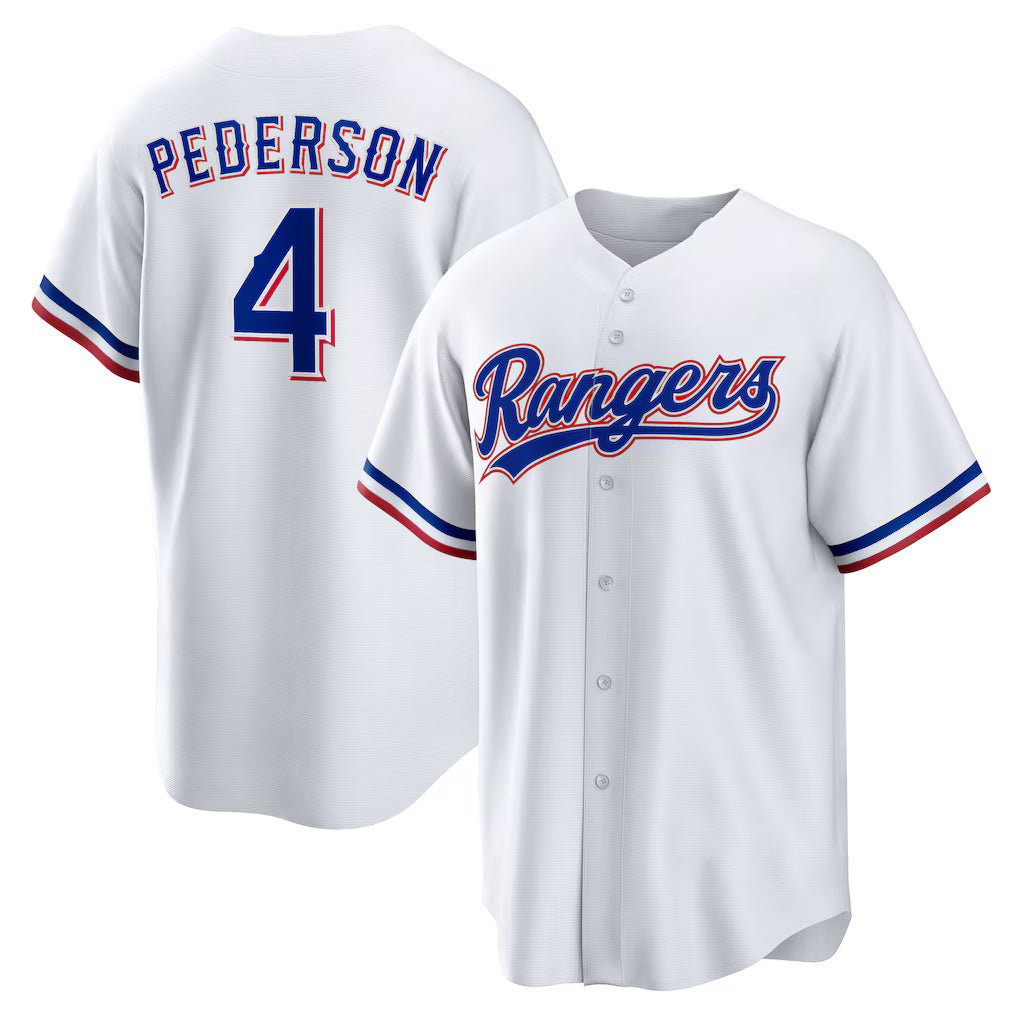 Texas Rangers #4 Joc Pederson White Jereymy Home Replica Jersey