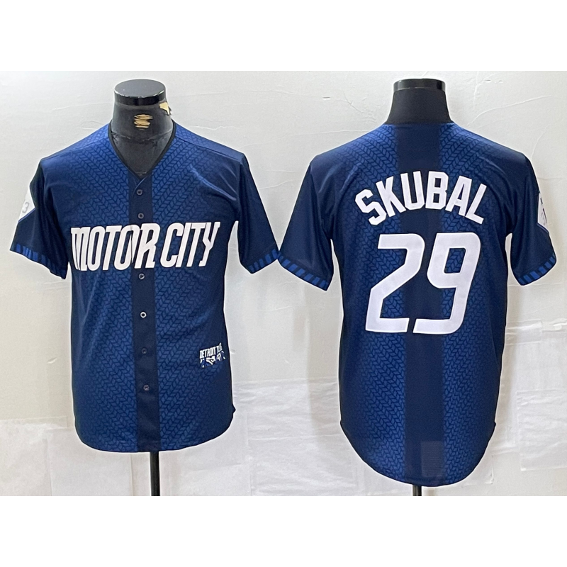 Detroit Tigers #29 Tarik Skubal 2024 Navy Jereymy City Connect Cool Base Limited Stitched Jersey