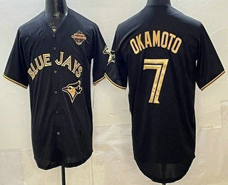 Toronto Blue Jays #7 Kazuma Okamoto Black Gold Jereymy 2025 American League Champions Limited Stitched Jersey
