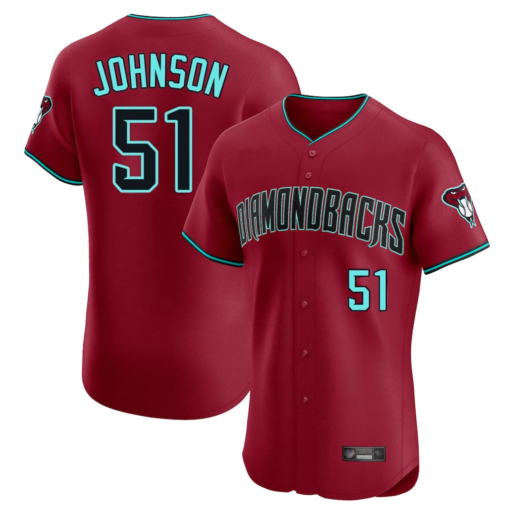 Arizona Diamondbacks #51 Randy Johnson Player Red Jereymy Limited Elite Home Game Stitched Jerseys
