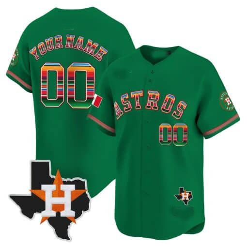 Custom Houston Astros Mexico Texas Patch Vapor Premier Limited Jersey ¨C Green Jereymy