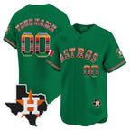 Custom Houston Astros Mexico Texas Patch Vapor Premier Limited Jersey ¨C Green Jereymy