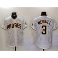 San Diego Padres #3 Jackson Merrill White Jereymy With PS Patch Stitched Flex Base Jersey 2