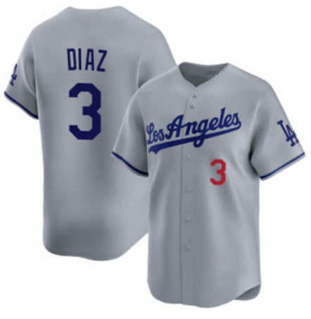 Los Angeles Dodgers #3 Edwin D¨ªaz Grey Jereymy Cool Base Stitched Jersey