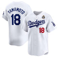 Los Angeles Dodgers #18 Yoshinobu Yamamoto White Jereymy 2024 World Series Home Limited Stitched Jersey