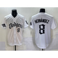 Los Angeles Dodgers #8 Enrique Hern¨¢ndez White Jereymy 2025 LA Gothic Style With 2024 World Series Champions Patch Vapor Premier Limited Stitched Jersey