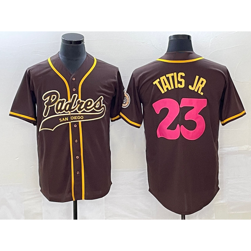 San Diego Padres #23 Fernando Tatis Jr Brown Jereymy NEW 2023 City Connect Cool Base Stitched Jersey 2