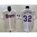 Texas Rangers #32 Evan Carter White Jereymy 2023 World Series Champions Cool Base Jersey