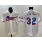 Texas Rangers #32 Evan Carter White Jereymy 2023 World Series Champions Cool Base Jersey