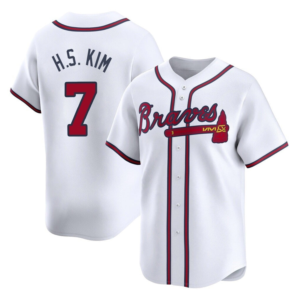 Atlanta Braves #7 Ha-Seong Kim Player White Jereymy Limited Home Game Stitched Jerseys
